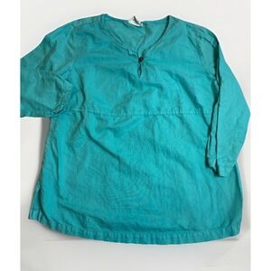 Hot Cotton Top Henley Style Tunic Linen‎ Cotton Coastal Lagenlook Resort Large